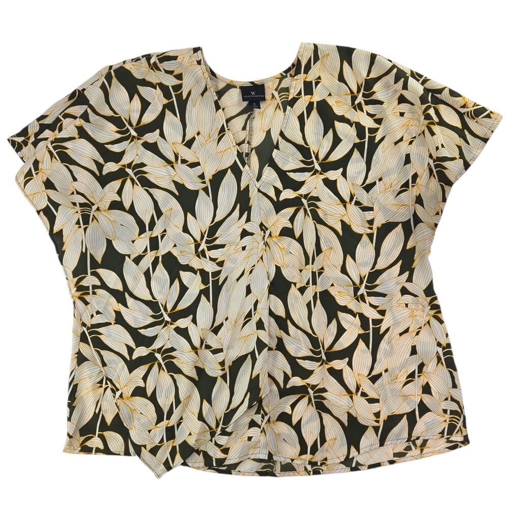 Worthington | Short Sleeve Botanical Themed Blouse | Size Large